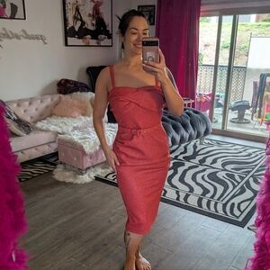 NWT Large Vixen By Micheline Pitt Hot Pink Lurex Jawbreaker Wiggle Dress